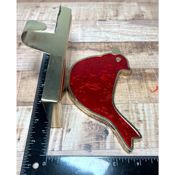 Gold & Red Cardinal Stocking Holder With Holly Motif - Picture 7 of 7